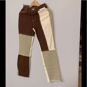 Shein | Tricolor Women’s High Waist Cut and Sew Jeans Multicolor XS